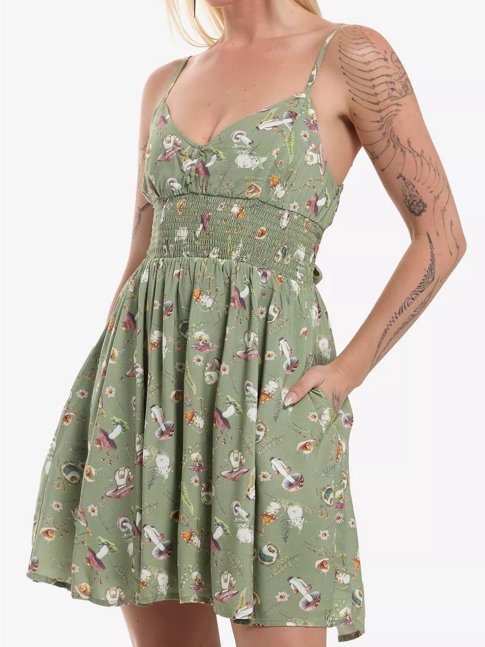 wild fable Olive Green cottagecore Mini Dress